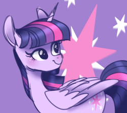 Size: 532x477 | Tagged: safe, artist:pandemiamichi, twilight sparkle, alicorn, pony, g4, cutie mark, cutie mark background, female, shading, smiling, solo, twilight sparkle (alicorn)