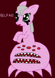 Size: 789x1112 | Tagged: safe, oc, oc only, earth pony, pony, spider, belly mouth, makeup, monster, running makeup, what has science done