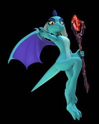 Size: 2000x2500 | Tagged: safe, princess ember, dragon, g4, 3d, black background, bloodstone scepter, dragon lord ember, female, flying, high res, looking at you, pointing, simple background