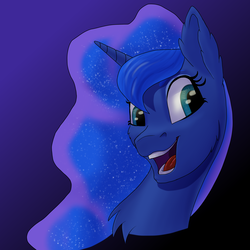 Size: 2048x2048 | Tagged: safe, artist:settop, princess luna, pony, g4, bust, cute, female, high res, lunabetes, open mouth, simple background, solo