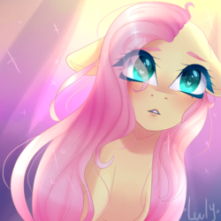 Size: 2000x2000 | Tagged: safe, artist:luulyh, fluttershy, pony, g4, close-up, female, floppy ears, heart eyes, high res, looking at you, signature, solo, wingding eyes