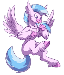 Size: 979x1144 | Tagged: safe, artist:fizzy-dog, silverstream, classical hippogriff, hippogriff, g4, school daze, female, flying, jewelry, necklace, simple background, smiling, solo, underhoof, white background