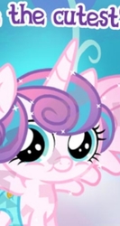 Size: 251x471 | Tagged: safe, edit, edited screencap, gameloft, screencap, princess flurry heart, alicorn, pony, g4, my little pony: magic princess, baby, cloth diaper, crystallized, cute, diaper, english, female, flurrybetes, foal, horn, looking at you, mare, meme, mobile game, safety pin, solo, soon, sparkles, spread wings, text, truth, wings, wow! glimmer