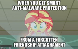 Size: 784x500 | Tagged: safe, sunset shimmer, equestria girls, g4, my little pony equestria girls: friendship games, the science of magic, computer, image macro, meme, oh crap face