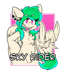 Size: 2100x2400 | Tagged: safe, artist:bbsartboutique, oc, oc only, oc:sky rider, pegasus, pony, chest fluff, ear piercing, earring, high res, jewelry, lip piercing, piercing, simple background, solo, tongue out, transparent background