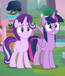 Size: 922x1079 | Tagged: safe, screencap, starlight glimmer, twilight sparkle, alicorn, pony, unicorn, g4, school daze, cropped, cute, duo, female, glimmerbetes, mare, twiabetes, twilight sparkle (alicorn)