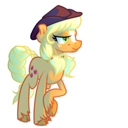 Size: 500x500 | Tagged: safe, artist:atomic8497, applejack, earth pony, pony, g4, alternate design, braided tail, cloven hooves, female, hat, simple background, solo, transparent background