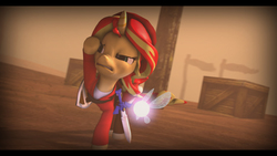 Size: 9600x5400 | Tagged: safe, artist:imafutureguitarhero, sunset shimmer, fairy, pony, unicorn, g4, 3d, absurd resolution, alternate hairstyle, boots, cap, chromatic aberration, clothes, costume, crate, crossover, desert, duo, film grain, flag, flagpole, gritted teeth, hat, hylian shield, leather boots, link, master sword, navi, nose wrinkle, raised hoof, sand, sandstorm, shield, shirt, shoes, signature, source filmmaker, sword, the legend of zelda, the legend of zelda: ocarina of time, tunic, wallpaper, weapon, wind, windswept hair, windswept mane, windswept tail