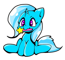 Size: 768x712 | Tagged: safe, artist:asg, trixie, pony, unicorn, g4, cute, diatrixes, female, looking at you, mare, mouth hold, simple background, solo, wand, white background