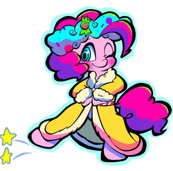 Size: 1279x1262 | Tagged: safe, artist:asg, pinkie pie, earth pony, pony, g4, candy, clothes, female, food, looking at you, mare, one eye closed, robe, simple background, white background, wink