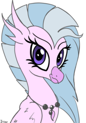 Size: 1404x2000 | Tagged: safe, artist:vinaramic, silverstream, classical hippogriff, hippogriff, g4, school daze, female, looking at you, quadrupedal, simple background, solo, transparent background