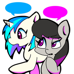 Size: 768x768 | Tagged: safe, artist:asg, dj pon-3, octavia melody, vinyl scratch, earth pony, pony, unicorn, g4, duo, female, mare, simple background, white background