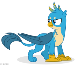 Size: 7052x5973 | Tagged: safe, artist:suramii, gallus, griffon, g4, school daze, absurd resolution, looking back, male, simple background, smiling, solo, transparent background, vector