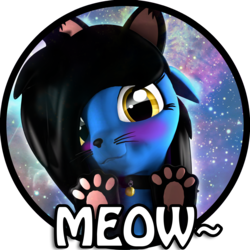 Size: 4366x4365 | Tagged: safe, artist:nyxie, artist:xenia-amata, oc, oc only, oc:isis amata, cat, 3d, absurd resolution, bell, bell collar, collar, cute, meow, paw gloves, paw pads, simple background, solo, source filmmaker, sticker, transparent background