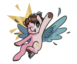 Size: 1200x1000 | Tagged: safe, artist:silverpies, oc, oc only, oc:ether net, pegasus, pony, commission, flying, heart eyes, one eye closed, simple background, smiling, solo, transparent background, two toned wings, wingding eyes, wink, ych result