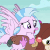 Size: 200x200 | Tagged: safe, edit, edited screencap, screencap, silverstream, smolder, yona, classical hippogriff, hippogriff, yak, g4, school daze, animated, cloven hooves, cute, diastreamies, female, gif, impact font, subtitles