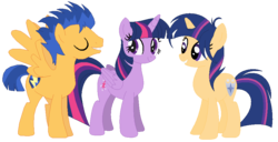 Size: 896x460 | Tagged: safe, artist:puffydashie01, flash sentry, twilight sparkle, oc, oc:solo star, alicorn, pony, unicorn, g4, female, male, mare, offspring, parent:flash sentry, parent:twilight sparkle, parents:flashlight, ship:flashlight, shipping, simple background, straight, transparent background, twilight sparkle (alicorn)