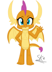 Size: 850x1170 | Tagged: safe, artist:serukun4, smolder, dragon, g4, school daze, claws, dragon wings, dragoness, fangs, female, looking at you, signature, simple background, solo, spread wings, transparent background, wings