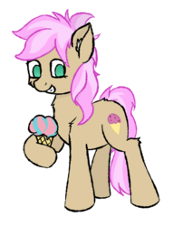 Size: 681x841 | Tagged: safe, artist:rhythmpixel, strawberry scoop, earth pony, pony, g4, school daze, background pony, cutie mark, female, food, friendship student, hoof hold, ice cream, mare, simple background, solo, transparent background