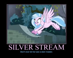 Size: 750x600 | Tagged: safe, artist:darkonshadows, edit, edited screencap, screencap, silverstream, classical hippogriff, hippogriff, g4, school daze, diastreamies, female, motivational poster, solo, stairs, that hippogriff sure does love stairs