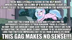 Size: 1920x1080 | Tagged: safe, edit, edited screencap, screencap, silverstream, classical hippogriff, hippogriff, g4, my little pony: the movie, school daze, image macro, meme, op is a duck, overanalyzing, overreaction, text, that hippogriff sure does love stairs