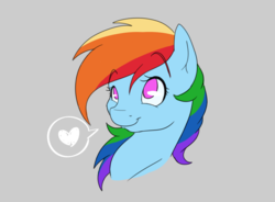 Size: 800x589 | Tagged: safe, artist:eternalsubscriber, rainbow dash, pegasus, pony, g4, bust, female, heart, mare, smiling, solo