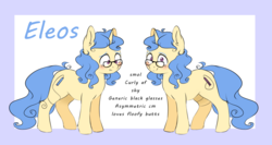 Size: 2113x1123 | Tagged: safe, artist:pucksterv, oc, oc only, oc:eleos, pony, unicorn, female, glasses, mare, reference sheet, solo