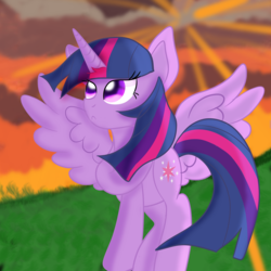 Size: 4000x4000 | Tagged: safe, artist:rainbowtashie, twilight sparkle, alicorn, pony, g4, absurd resolution, hoof on chest, hoof on heart, twilight (astronomy), twilight at twilight, twilight sparkle (alicorn)