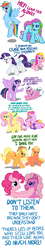 Size: 500x2768 | Tagged: safe, artist:anscathmarcach, edit, applejack, applejack (g1), fluttershy, fluttershy (g3), pinkie pie, pinkie pie (g3), rainbow dash, rainbow dash (g3), rarity, rarity (g3), twilight, twilight sparkle, alicorn, pony, g1, g3, g4, angry, bully, bullying, cheering up, comforting, comic, crying, defending, mane six, mouthpiece, twilight sparkle (alicorn), wings