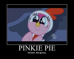 Size: 750x600 | Tagged: safe, artist:animefreak9001, edit, edited screencap, screencap, pinkie pie, g4, luna eclipsed, season 2, animal costume, chicken pie, chicken suit, clothes, costume, cute, diapinkes, motivational poster, nightmare night costume