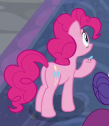 Size: 272x316 | Tagged: safe, screencap, pinkie pie, rarity, g4, school daze, balloonbutt, butt, cropped, party cannon, plot, the world's smallest party cannon