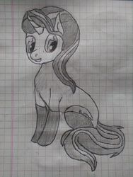 Size: 1944x2592 | Tagged: safe, artist:balticpagan, starlight glimmer, g4, clothes, graph paper, lined paper, monochrome, socks, traditional art
