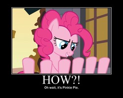 Size: 750x600 | Tagged: safe, artist:animefreak9001, edit, edited screencap, screencap, pinkie pie, earth pony, pony, a friend in deed, g4, female, motivational poster, multiple limbs, solo