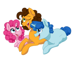 Size: 1200x1000 | Tagged: safe, artist:guzzlord, cheese sandwich, party favor, pinkie pie, earth pony, pony, g4, bisexual, cheesefavor, female, gay, male, party pony, party trio, partycheesepie, pinkie pie gets all the stallions, polyamory, ship:cheesepie, ship:partypie, shipping, simple background, straight, transparent background