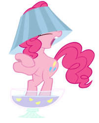 Size: 2518x3134 | Tagged: safe, artist:awesomecas, pinkie pie, earth pony, pony, g4, ponyville confidential, dancing, female, hat, high res, lampshade, lampshade hat, mare, ponk, punch (drink), punch bowl, simple background, solo, transparent background, vector