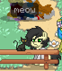 Size: 207x237 | Tagged: safe, oc, oc only, oc:floor bored, cat, pony, pony town, clothes, grumpy, hoodie, meow, unamused