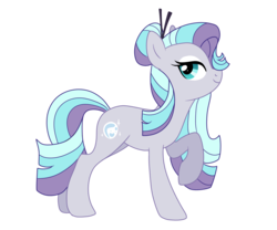 Size: 1200x1000 | Tagged: safe, artist:guzzlord, oc, oc only, oc:opalescence, earth pony, pony, female, hair bun, hairpin, magical lesbian spawn, mare, next generation, offspring, parent:coco pommel, parent:maud pie, parents:marshmallow coco, raised hoof, simple background, solo, transparent background