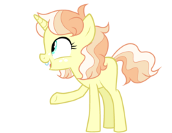 Size: 800x616 | Tagged: safe, artist:guzzlord, oc, oc only, oc:daffodil, pony, unicorn, crack ship offspring, female, filly, next generation, offspring, parent:hayseed turnip truck, parent:lily lace, raised hoof, simple background, solo, transparent background