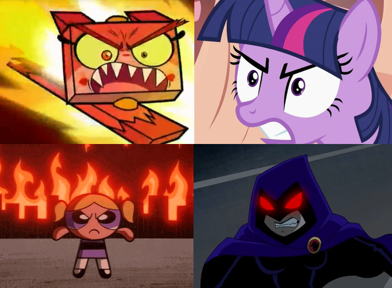 Angry Bubbles Powerpuff Girls Crossover Fire Lego Rage Raven Teen Titans Safe Tara Strong Teen Titans The Lego Movie The Powerpuff Girls Twilight Sparkle Unikitty Unikitty Tv Series Voice Actor