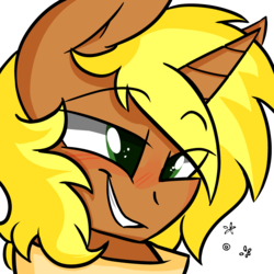 Size: 3000x3000 | Tagged: safe, artist:themodpony, oc, oc only, oc:rock, blushing, bust, clothes, drunk, drunk bubbles, floppy ears, high res, male, portrait, raised eyebrows, scarf, simple background, smiling, solo, transparent background