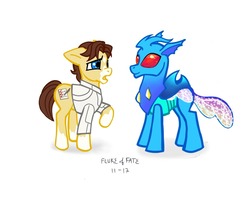 Size: 1280x1017 | Tagged: safe, artist:flukeoffate, changedling, changeling, earth pony, pony, changedlingified, clothes, coat markings, crossover, duo, eli vanto, facial markings, galactic empire, grand admiral thrawn, mitth'raw'nuruodo, ponified, raised hoof, red eyes, signature, simple background, socks (coat markings), species swap, star (coat marking), star wars, thrawn, white background