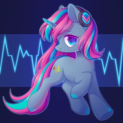 Size: 2500x2500 | Tagged: safe, artist:leafywind, oc, oc only, pony, unicorn, colored hooves, colored pupils, female, headphones, high res, looking at you, mare, solo, starry eyes, wingding eyes