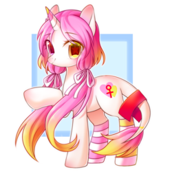 Size: 1500x1500 | Tagged: safe, artist:leafywind, oc, oc only, pony, unicorn, clothes, colored horn, female, hairband, heterochromia, horn, leonine tail, looking at you, mare, raised hoof, simple background, socks, solo, starry eyes, striped socks, transparent background, wingding eyes