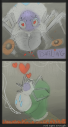 Size: 864x1611 | Tagged: safe, artist:nignogs, rarity, oc, oc:anon, monster pony, original species, spider, spiderpony, g4, /mlp/, 4chan, comic, cute, egg, facehug, heart eyes, jesus christ how horrifying, juice, nope, reversed gender roles equestria, reversed gender roles equestria general, species swap, spider web, spiderponyrarity, story in the comments, wat, why, wingding eyes