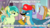 Size: 888x499 | Tagged: safe, edit, edited screencap, screencap, auburn vision, gallus, sandbar, summer breeze, summer meadow, earth pony, griffon, pony, unicorn, g4, my little pony: friendship is magic, school daze, facial hair, fake moustache, friendship student, gibberish, hat, image macro, italian, italian gibberish, male, mario, mario & luigi, mario & luigi: partners in time, meme, moustache, stallion, super mario, talking