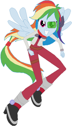 Size: 282x488 | Tagged: safe, artist:selenaede, artist:user15432, rainbow dash, equestria girls, g4, barely eqg related, base used, boots, clothes, crossover, falco lombardi, jacket, nintendo, pegasus wings, ponied up, pony ears, scouter, shoes, solo, star fox, super smash bros., winged humanization, wings