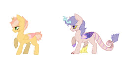 Size: 900x438 | Tagged: safe, artist:companionadopts, oc, oc only, interspecies offspring, magical lesbian spawn, offspring, parent:applejack, parent:discord, parent:fluttershy, parent:rarity, parents:appleshy, parents:raricord, simple background, transparent background