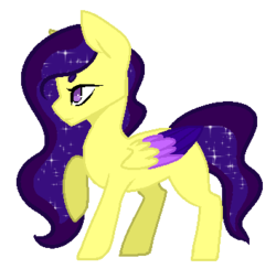 Size: 353x345 | Tagged: safe, artist:companionadopts, oc, oc only, pegasus, pony, blank flank, colored wings, ethereal mane, multicolored wings, offspring, parent:fluttershy, parent:princess luna, parents:lunashy, simple background, solo, starry mane, transparent background