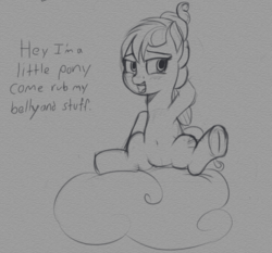 Size: 701x653 | Tagged: safe, artist:cosmonaut, tulip swirl, pegasus, pony, g4, belly button, cloud, female, filly, solo