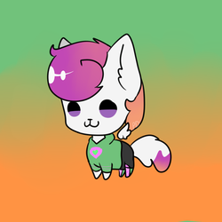 Size: 1200x1200 | Tagged: safe, artist:puffdish, scootaloo, oc, oc only, oc:ponytale scootaloo, oc:susan, cat, cat pony, original species, comic:ponytale, barely pony related, fusion, solo